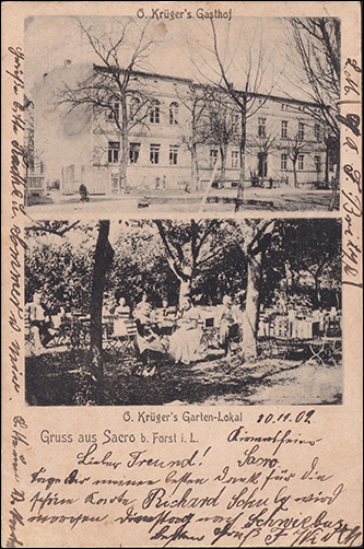 Ansichtskarte, O. Krügers Gasthof und Gartenlokal